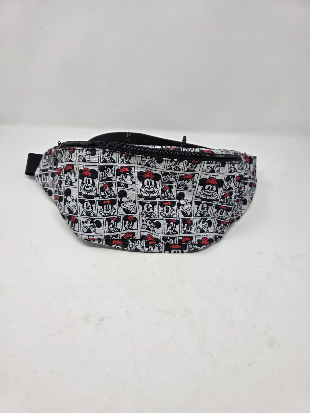 Disney Mickey Mouse Comic Strip Fanny Pack Waist Bag Black White Red Adjustable